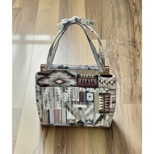 VTG Toby Weston Tapestry Everything Tote Handbag Shoulder Bag Purse Aztec Motif